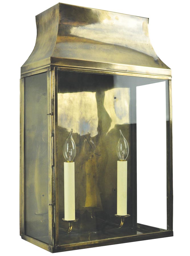 Strathmore Large 2 Light Vintage Outdoor Wall Lantern Solid Brass