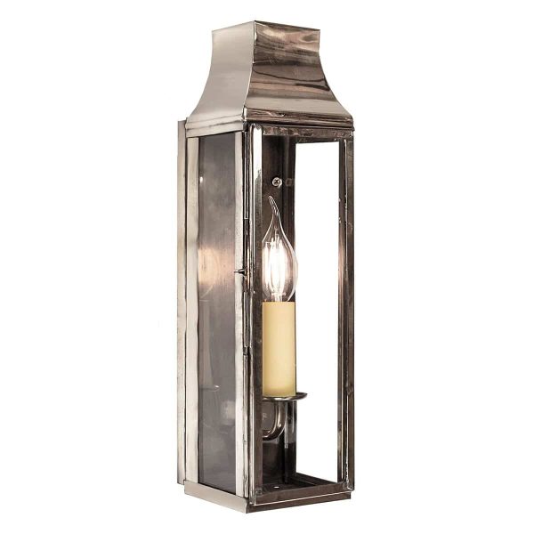 Strathmore large vintage outdoor slim wall lantern polished nickel plated solid brass