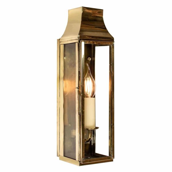 Strathmore large vintage outdoor slim wall lantern solid brass