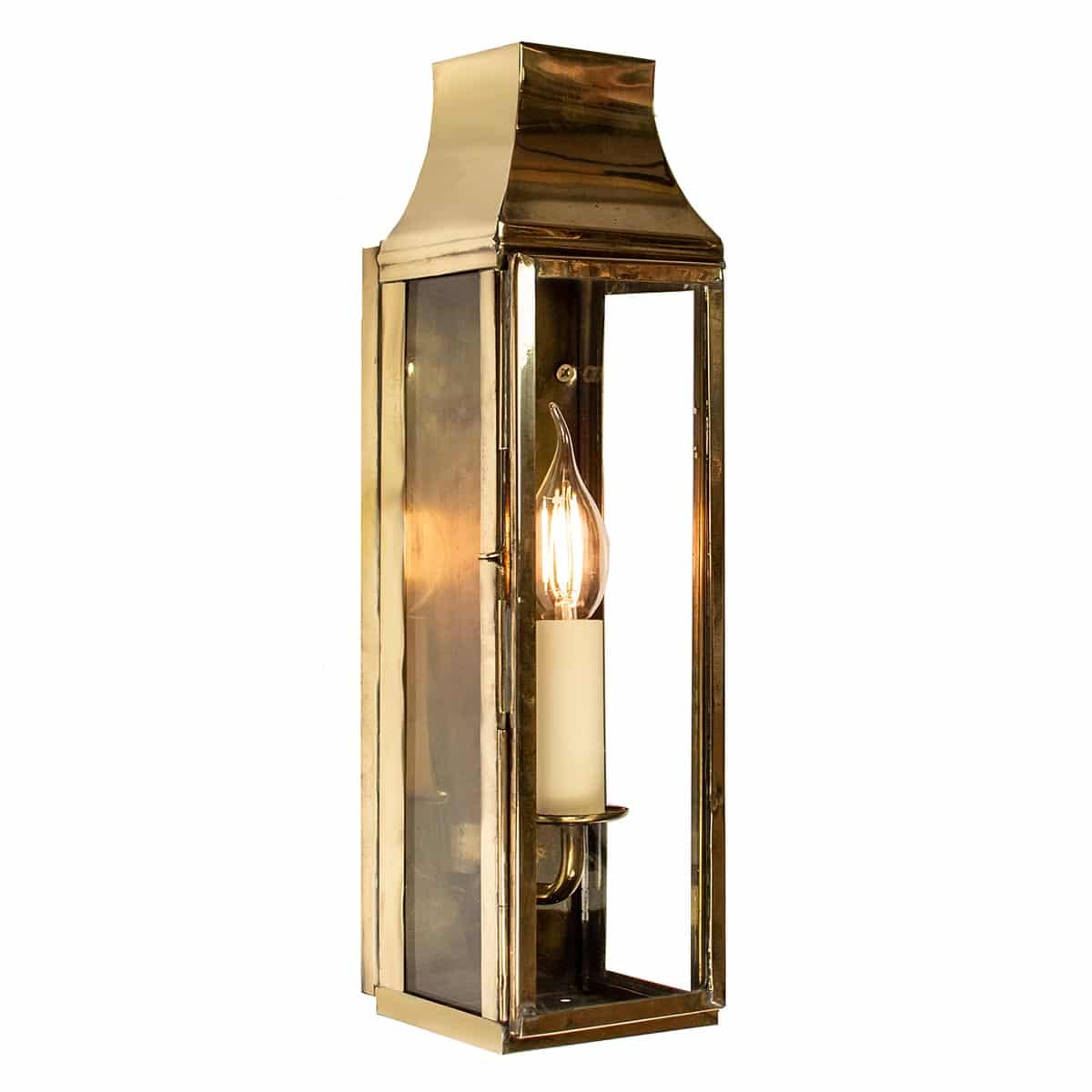 Strathmore Large Vintage Outdoor Slim Wall Lantern Solid Brass