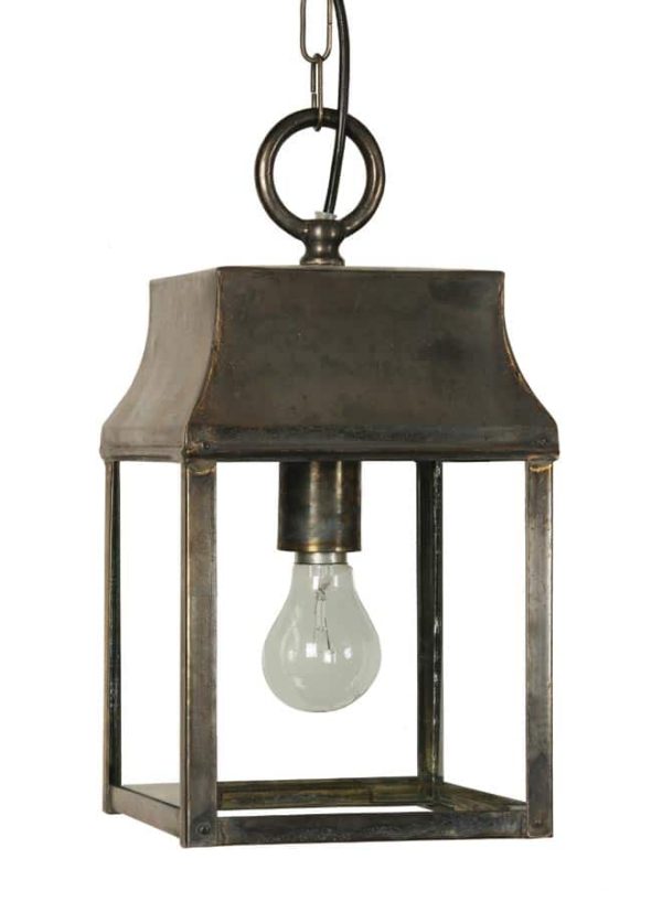 Strathmore small vintage hanging outdoor porch lantern solid brass