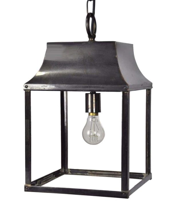 Strathmore medium vintage hanging outdoor porch lantern solid brass