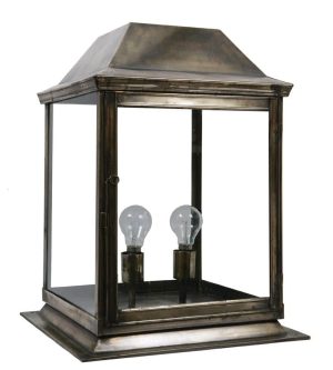 Strathmore medium 2 light vintage outdoor gate post lantern solid brass