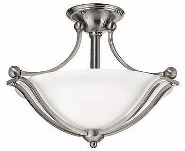 Hinkley Bolla Art Deco Style Semi Flush 2 Light Fitting Satin Nickel