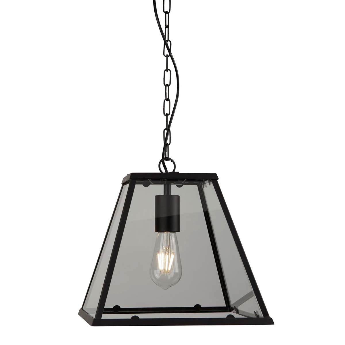 Lantern Noir Large Single Tapered Pendant Light Matt Black