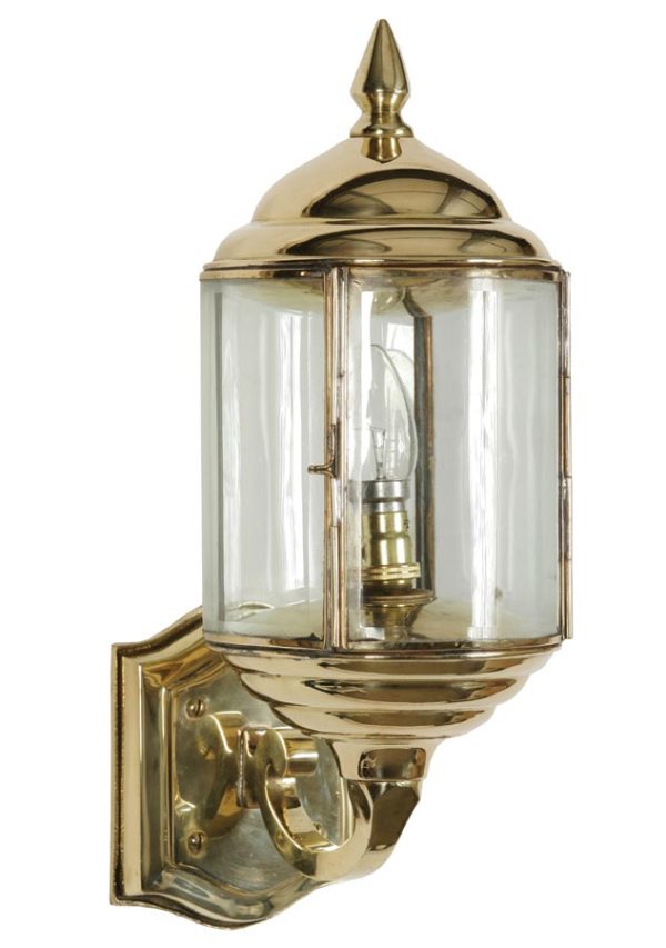 Wentworth Art Deco style period outdoor wall lantern in solid brass