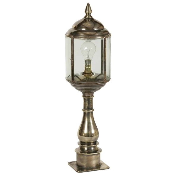 Wentworth Art Deco Style Tall Outdoor Pillar Lantern Solid Brass