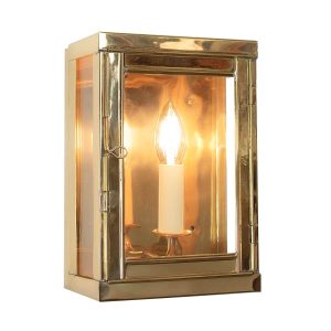 Oxbridge small 1 light vintage outdoor box lantern in solid brass shown polished