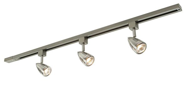 Bullett 3 light ceiling spot light track kit in satin chrome