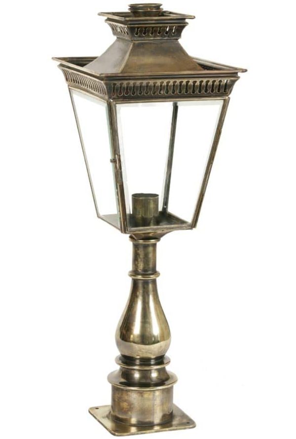 Pagoda Georgian period style tall outdoor pillar lantern solid brass