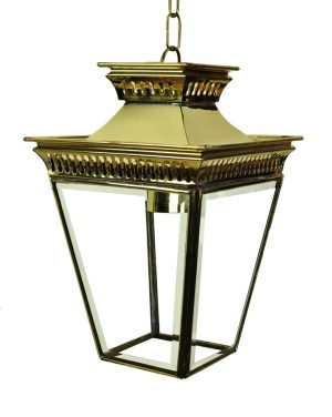 Pagoda Georgian small hanging porch lantern polished brass