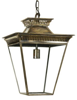 Pagoda Georgian 1 light medium outdoor porch chain lantern solid brass