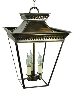 Pagoda Georgian 3 light medium outdoor porch chain lantern solid brass
