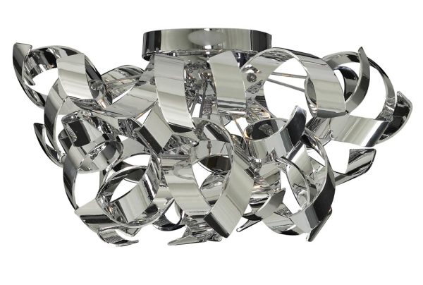 Curls 3 light semi flush mount ceiling light in polished chrome