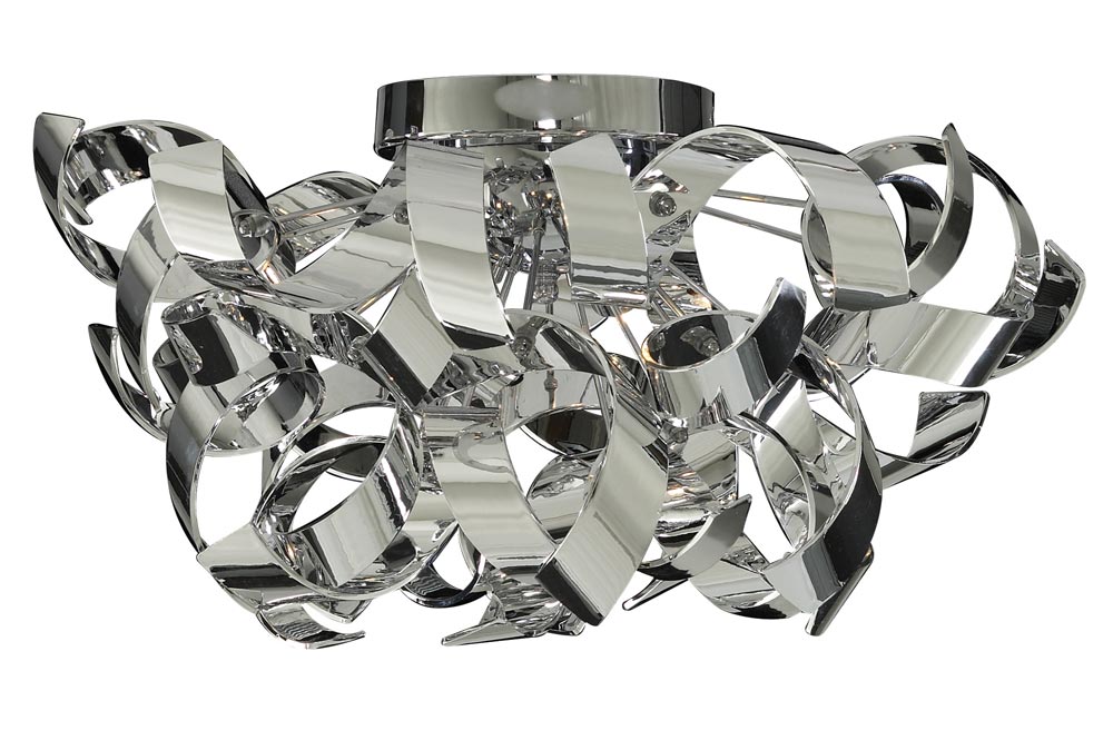 Curls 3 Light Flush Mount Ceiling Light Polished Chrome