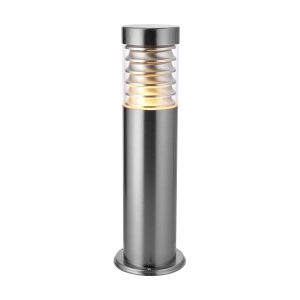 Equinox 50cm outdoor post light in brushed 316L stainless steel on white background