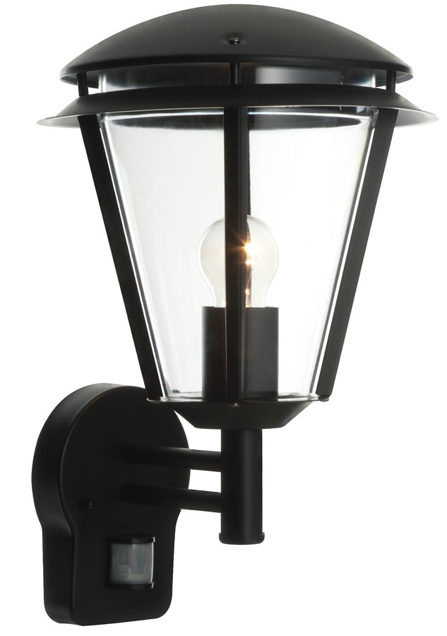 Inova Modern Black Outdoor PIR Motion Sensor Wall Lantern