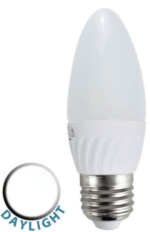 4W LED ES/E27 Frosted Candle Lamp Bulb Daylight White 400 Lumen