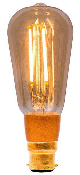 Amber 4w LED Dimmable Vintage Squirrel Cage Bulb BC 300lm