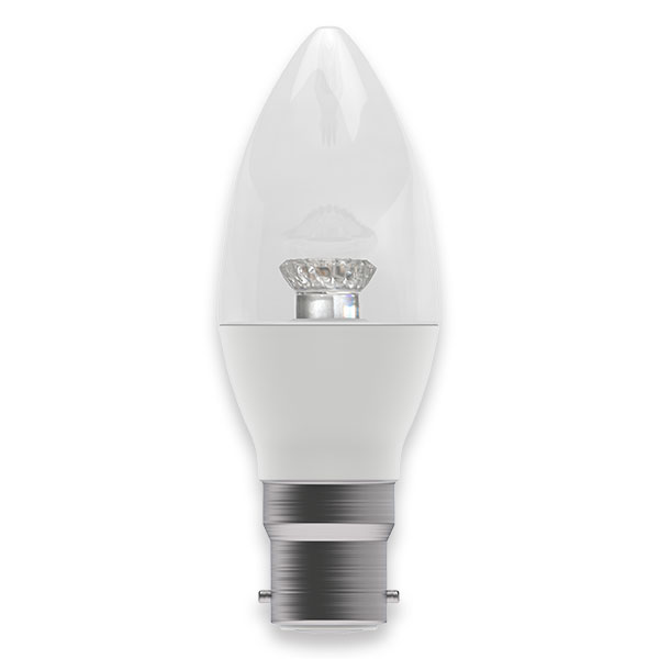 Clear 4w BC Cool White Dimmable LED Candle Lamp 250lm
