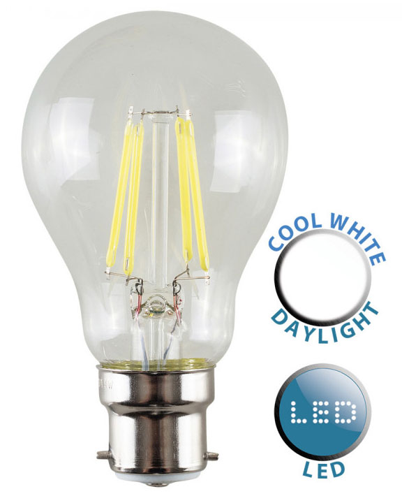 BC/B22 Filament 4w LED GLS Light Bulb Daylight White 440 Lumen