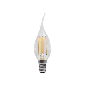 Clear 4w warm white dimmable filament LED bent tip candle lamp with an E14 - SES base.