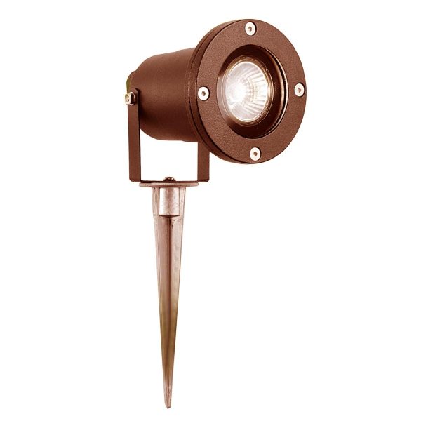 Spikey 1 lamp outdoor garden spike spot light in rust brown