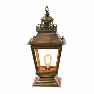 Chateau small 1 light solid brass Victorian outdoor pillar lantern in aged finish