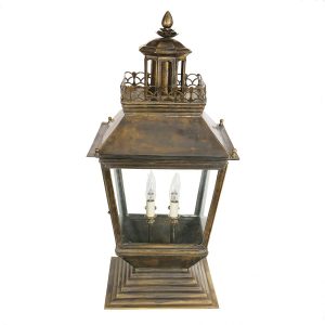 Chateau large Victorian style solid brass outdoor pillar lantern in aged finish