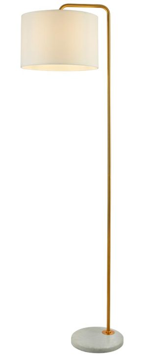 Hangman 1 light gold floor lamp marble base white shade