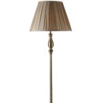 Flemish Floor Lamp Antique Brass Pleated Mink Shade