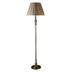 Flemish Floor Lamp Antique Brass Pleated Mink Shade