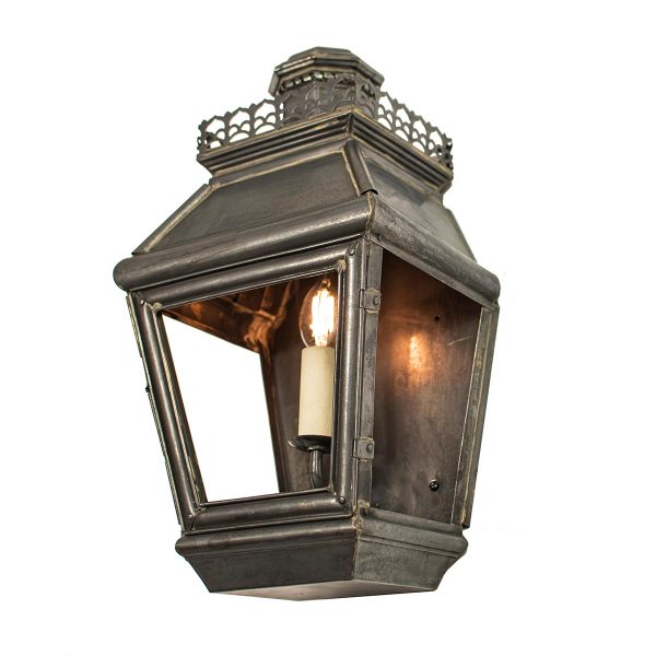 Chateau Victorian flush outdoor wall passage lantern solid brass shown in antique