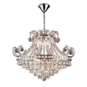 Bloomsbury 6 light chandelier in polished chrome on white background