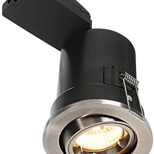 Shield Plus Satin Nickel 90 Minute Fire Rated GU10 Tilt Downlight