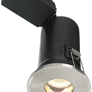 Shield Plus Satin Nickel Fire Rated IP65 Bathroom Shower Light