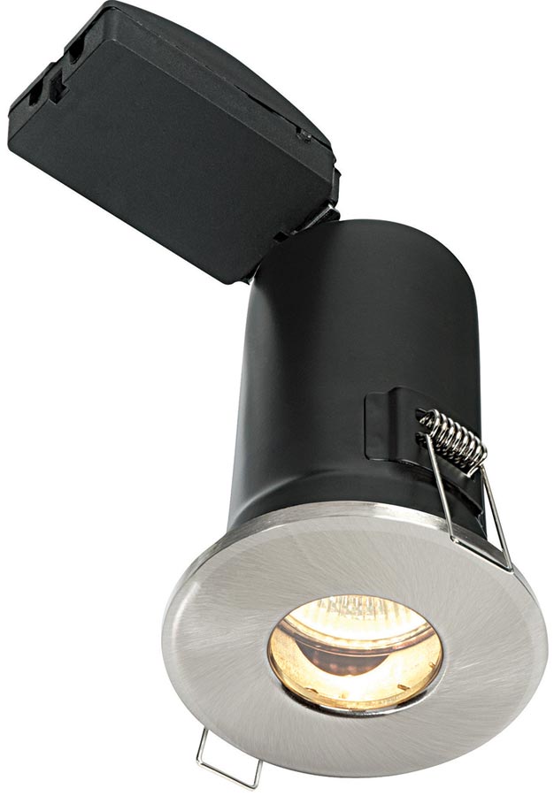 Shield Plus Satin Nickel Fire Rated IP65 Bathroom Shower Light