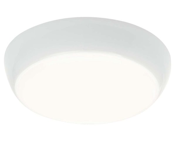 Vigor flush LED sensor bathroom ceiling light in white shown on white background