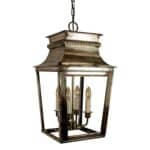 Parisienne Large 4 Light Hanging Porch Chain Lantern Solid Brass