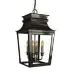 Parisienne Large 4 Light Hanging Porch Chain Lantern Solid Brass