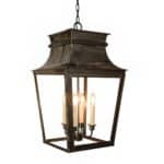 Parisienne Extra Large 4 Light Hanging Chain Lantern Solid Brass
