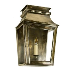 Parisienne small 1 light outdoor wall passage lantern solid brass shown in aged finish
