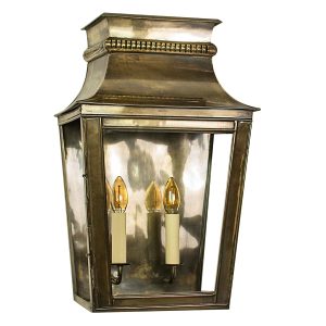Parisienne large 1 light outdoor wall passage lantern solid brass shown in aged finish