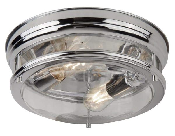 Edinburgh flush bathroom ceiling light polished chrome clear glass