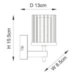 Britton Chrome Bathroom Wall Light Ridged Glass Shade