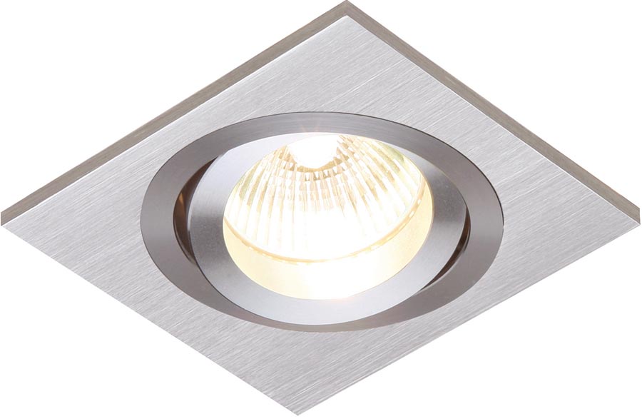 Tetra Single Brushed Silver Tilt GU10 Recessed Boxed Downlight