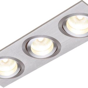 Tetra Triple Brushed Silver Tilt GU10 Recessed Boxed Downlight