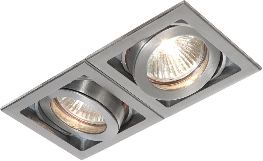 Xeno Adjustable 2 Light GU10 Recessed Boxed Down Light Aluminium