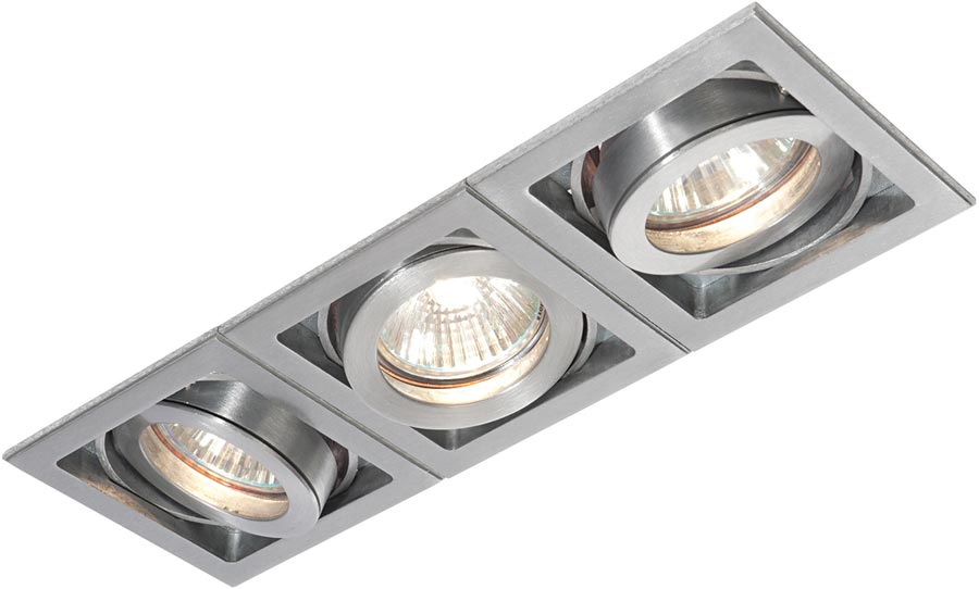 Xeno Adjustable 3 Light GU10 Recessed Boxed Down Light Aluminium