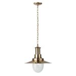 Fisherman Antique Brass Large Pendant Light Seeded Glass